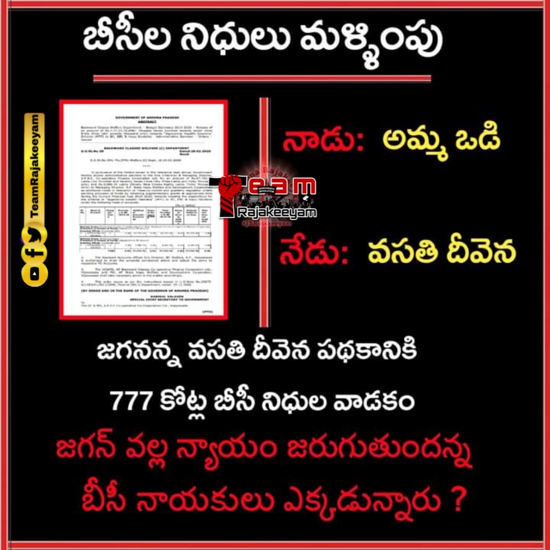 TeamRajakeeyam's tweet image. బీసీలకు @YSRCParty @ysjagan చేసిన తొలి మోసం.

బీజం ఇక్కడే పడింది..

వసతి దీవెన పథకం ఫిబ్రవరి 2020 లో ప్రవేశ పెట్టారు..

నిధులు లేక బీసీల కార్పొరేషన్ నుండి మళ్లించేశారు !

#ThrowBackPost of #TeamRajakeeyam

#JanaSenaStandsWithBCs