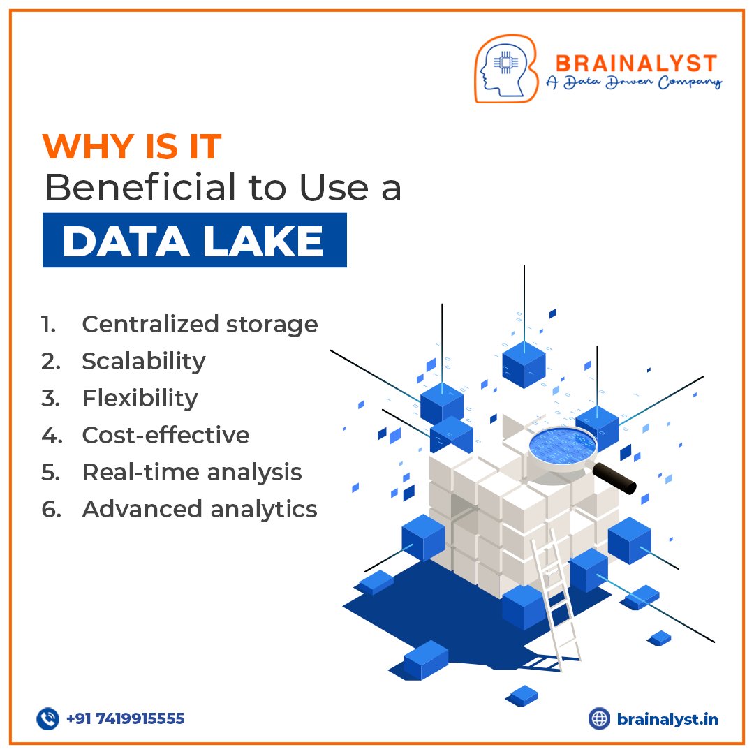 Brainalystindia's tweet image. "A huge, scalable storehouse of raw, semi-processed, or raw data is known as a data lake.
For businesses looking for a flexible, affordable, and scalable means to store and analyse massive volumes of data, a data lake might be a beneficial tool."
#DataTrained #MLengineer
