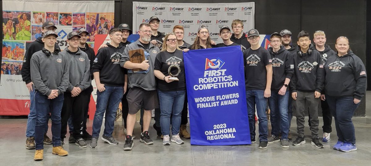 SPR_6424's tweet photo. 6424 is going to the FIRST Robotics World Championship in Houston, TX in April! We are the undefeated 2023 Oklahoma Regional Champions!  Received an Excellence in Engineering Award. Alex Adams named Dean’s List Finalist. Coach Ruth Adams Woodie Flowers Award. @KnobSchools https://t.co/Iwn4chAvgi