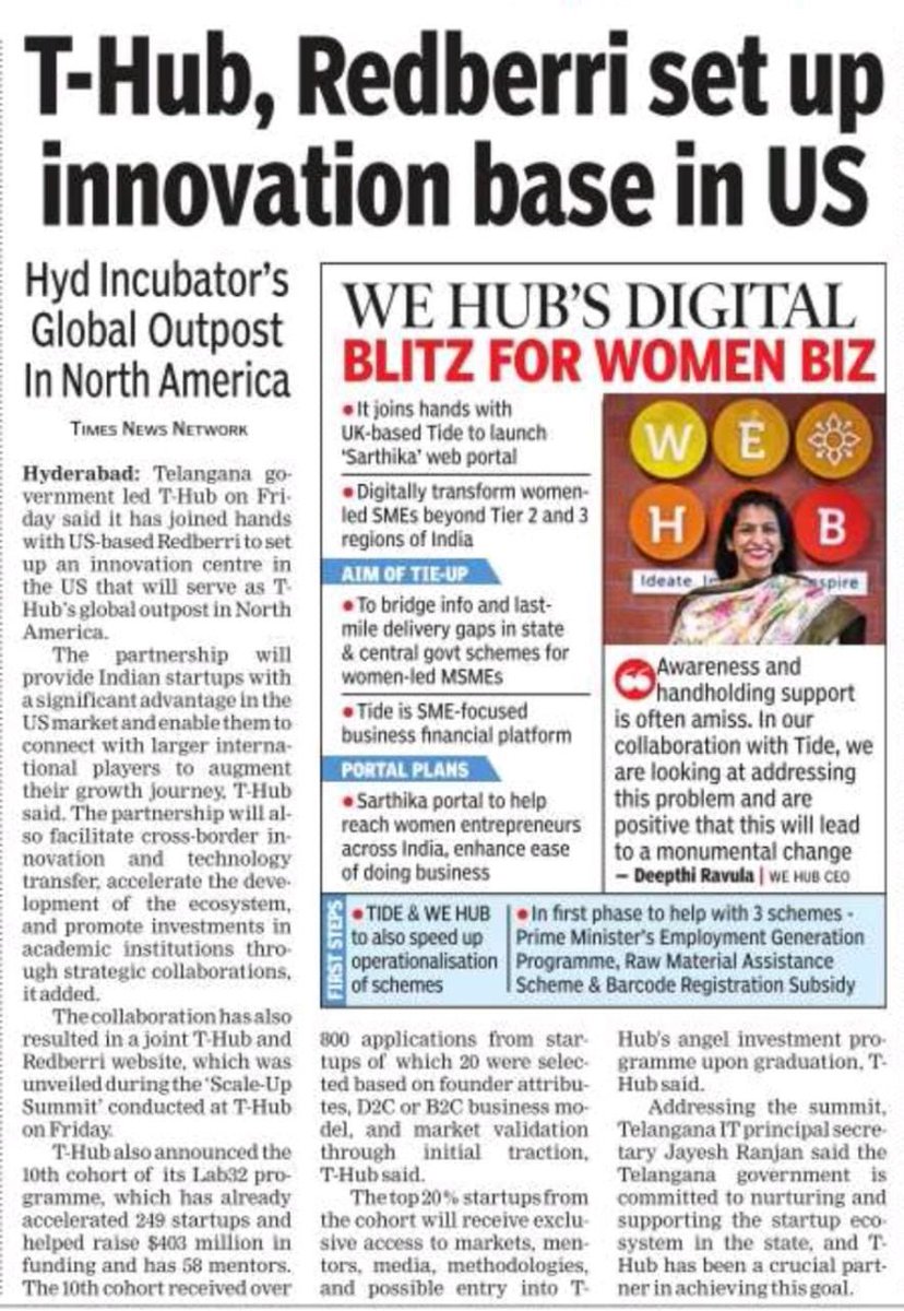 KTRBRS's tweet image. Global outpost of @THubHyd in the USA in partnership with Redberri 👍

Great opportunity for Indian startups to use this as a gateway to the valley and Vice Versa