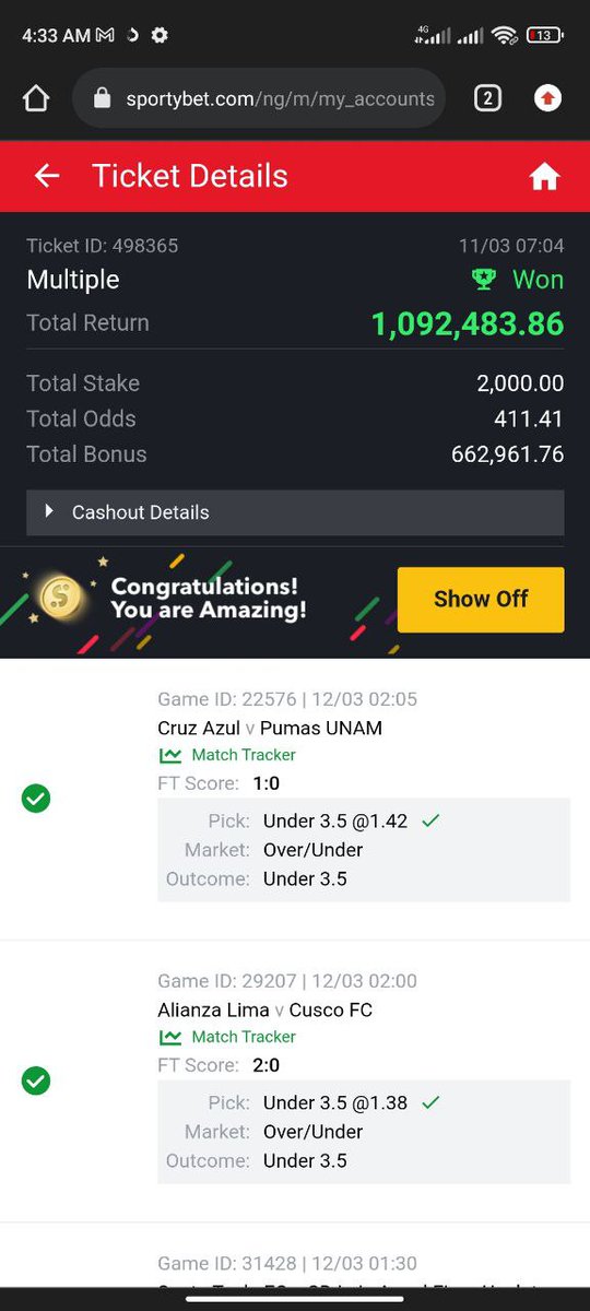 bossolamilekan1's tweet photo. 668odd won✅✅✅✅✅
411odd won✅✅✅✅✅✅
226odd won✅✅✅✅✅✅
252odd won✅✅✅✅✅✅

Y'all should drop your winning ticket 💥💥💥✅✅✅🥂🥂🥂 https://t.co/80em7yNi4h