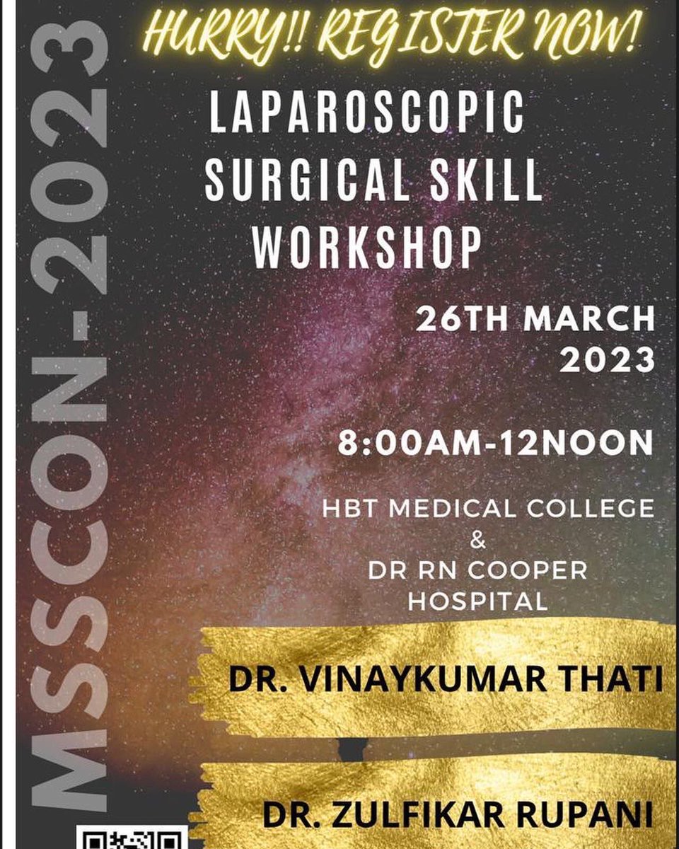 PriyankaBhagta2's tweet photo. #SoMe4Surgery #MSSCON2023 #MedTwitter #surgery #SurgicalEducation #SurgicalSkills #HBTMedicalCollege #RNCooperHospital Opportunity for MBBS Students &amp; Surgical Trainees to enhance their skills. Highly Subsidised, Coffee may cost more! Scan &amp; Register now!!!! https://t.co/FSzBhmD7jw