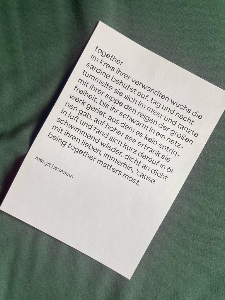 Margit Heumanns Text zum Thema #Together (SprachChallenge Prompt von Doro Pointner)