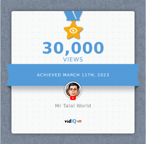 TalalMehmood6's tweet photo. ๐Celebrating a milestone!๐ Mr Talal World's YouTube channel has reached 30,000 views! creating amazing content and building a community of engaged viewers!๐ #MrTalalWorld #YouTube #30kviews #letsconnect #GPT4 #19years https://t.co/Tuonb7V5j3
