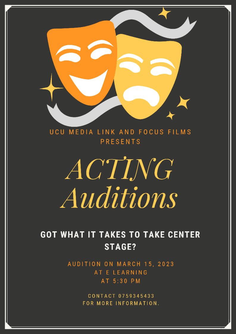 KabogozzaBrian's tweet image. Good morning. Due to public demand. We have set Wednesday 15th March 5:30pm as another date for the audition. Phase two. Check poster for details and share with the relevant persons. Thanks #UCUMyFirstYear #Apply2UCU