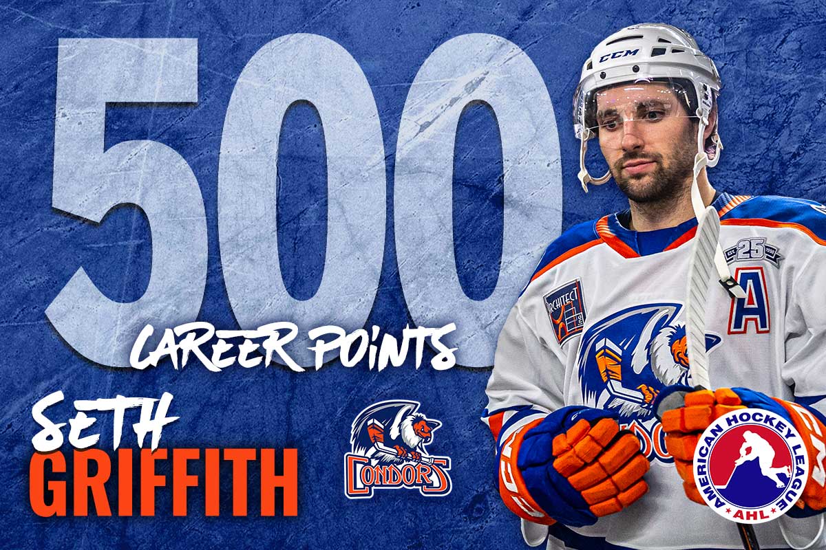 TheAHL's tweet image. Seth Griffith hits 500 career AHL points with the hat trick goal 🫡