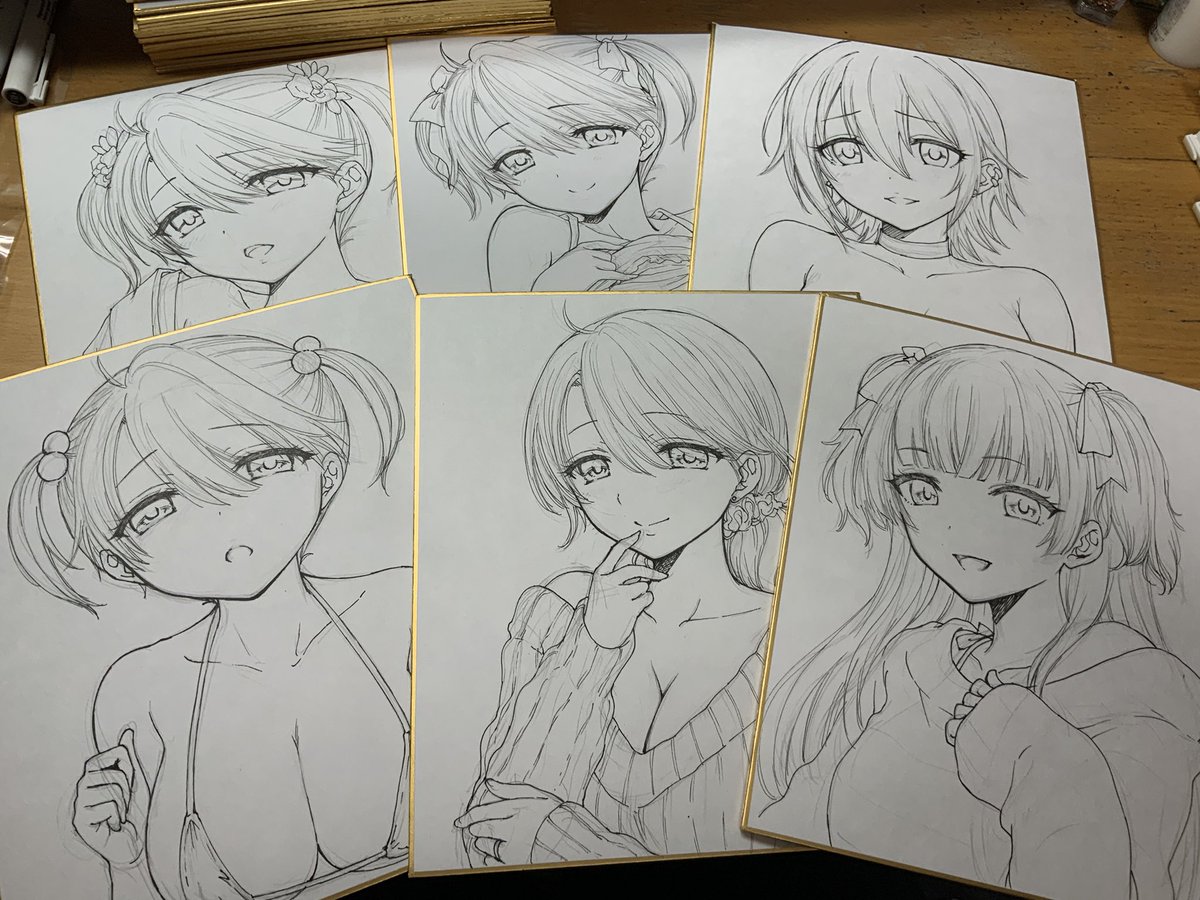 色紙ペン入れ進捗 