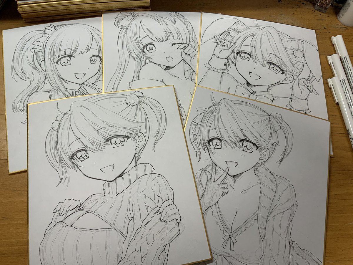 色紙ペン入れ進捗 