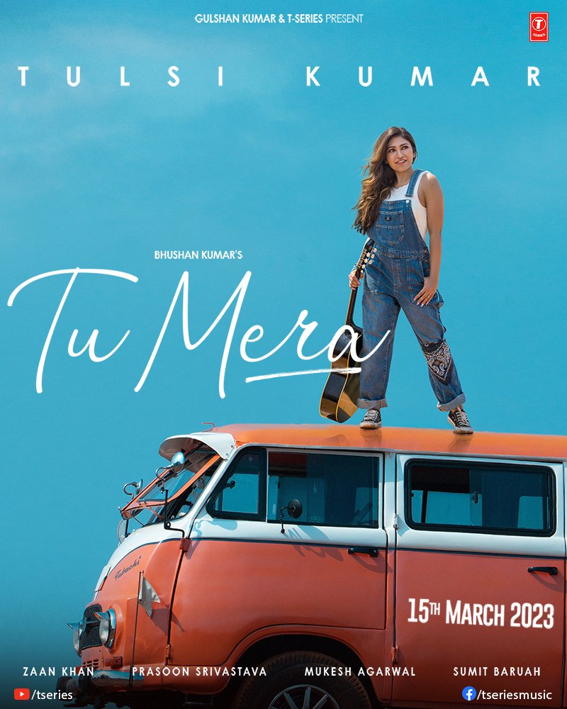 TSeries's tweet photo. Here’s us dropping the first look of the song you have all been waiting for! 
#TuMera from @TulsiKumarTK’s #TrulyKonnected series is coming soon to make you vibe! 
Are you ready? 
Song releasing on 15th March 2023. Stay tuned.

#tseries #BhushanKumar @Zaan121 #PrasoonSrivastava https://t.co/Qk3dw60MsC