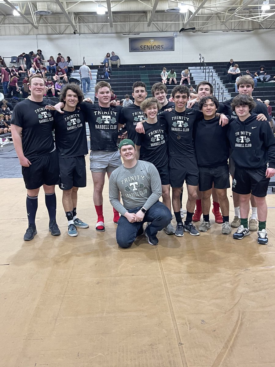 Beyond proud of these young men. They have been working their butt’s off all season! While we may not have placed where we wanted as a team, we still had 2 individual state champions.  To our seniors, I can’t thank you enough. #TrinityForever! ☘️🏋🏻‍♂️