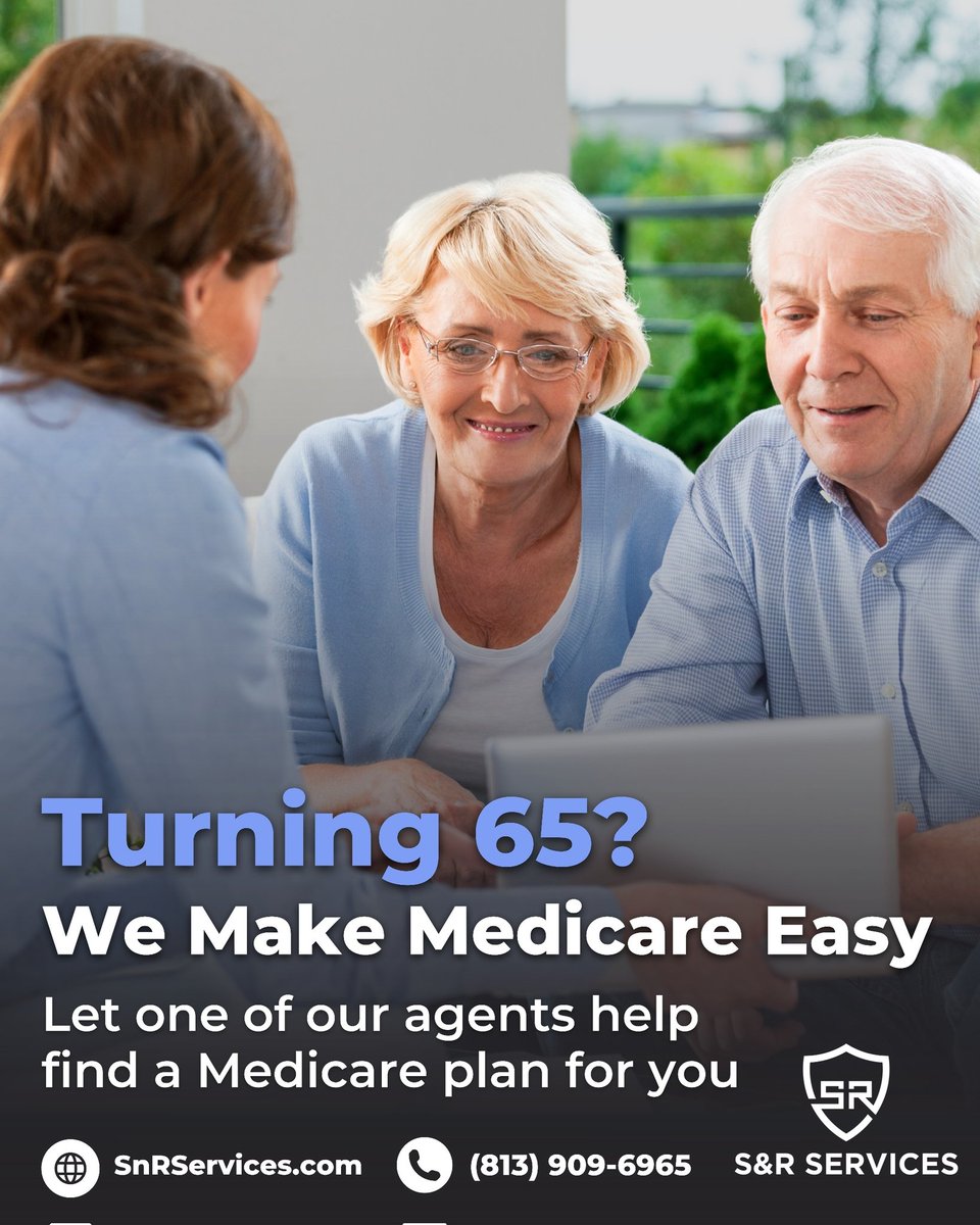 Turning 65 or need Medicare? We are here to help. Call or click today.

🖥️ SnRServices.com
☎️ (813) 909-6965

#Flordiamedicare #Turning65 
#medicare
