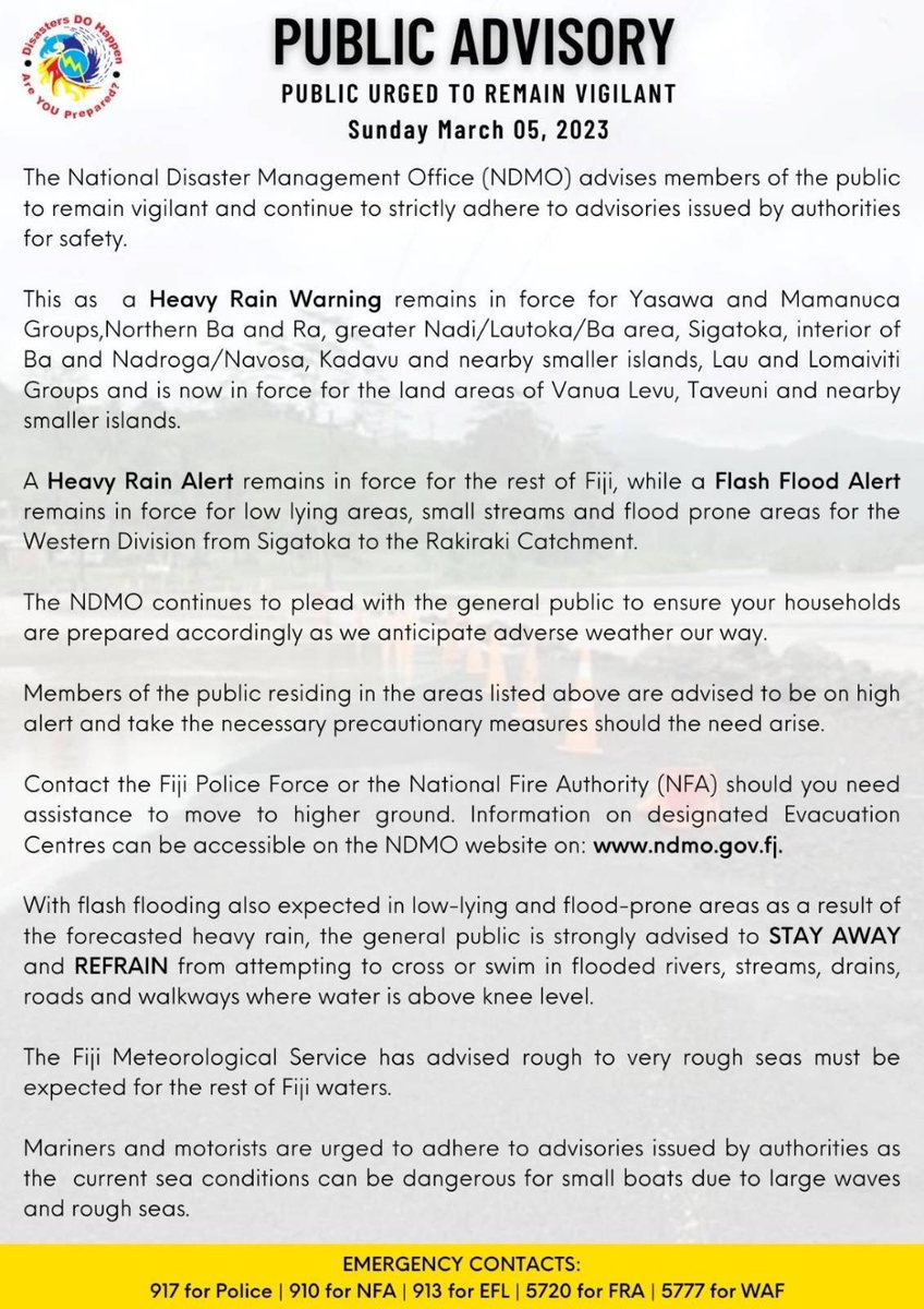 📢 PUBLIC ADVISORY ⬇️

⚠️Heavy Rain Warning remains in force
🚨 Members of the public urged to be vigilant &amp; remain on high alert
✅Strictly adhere to advisories issued by authorities 

⭕️ READ MORE  ⬇️