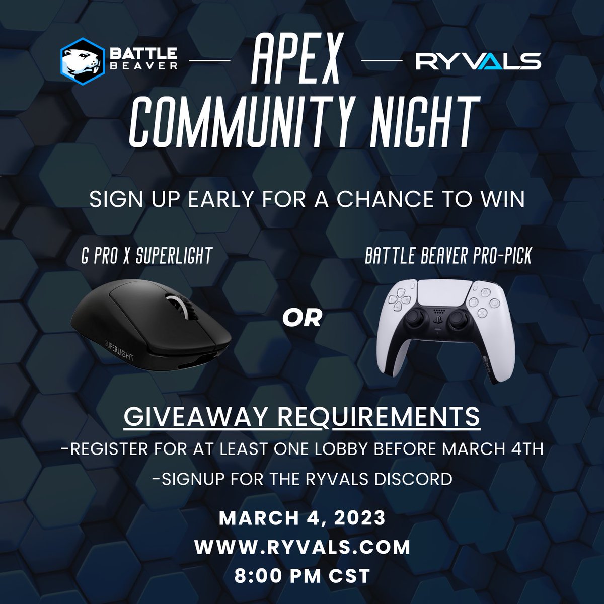 ryvals's tweet photo. Congrats to @Wheyorn on winning our early entry giveaway! We will be reaching out to you through DMs so you can pick your prize!

Lobbies starting up in about 15 minutes! Be on the lookout for the lobby code through email, discord or Text https://t.co/RsT2z8nSzb