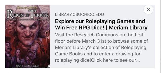Chaosium_Inc's tweet photo. With the lure of the chance to win free dice, the wonderful librarians at #CSUChico have invited students to come explore the #TTRPGs in their collection: this includes #CallOfCthulhu inc @Darker_Hue's Harlem Unbound, and there's #RuneQuest, #7thSea &more!
https://t.co/0ICld7jWJK https://t.co/de8EJjF0SY