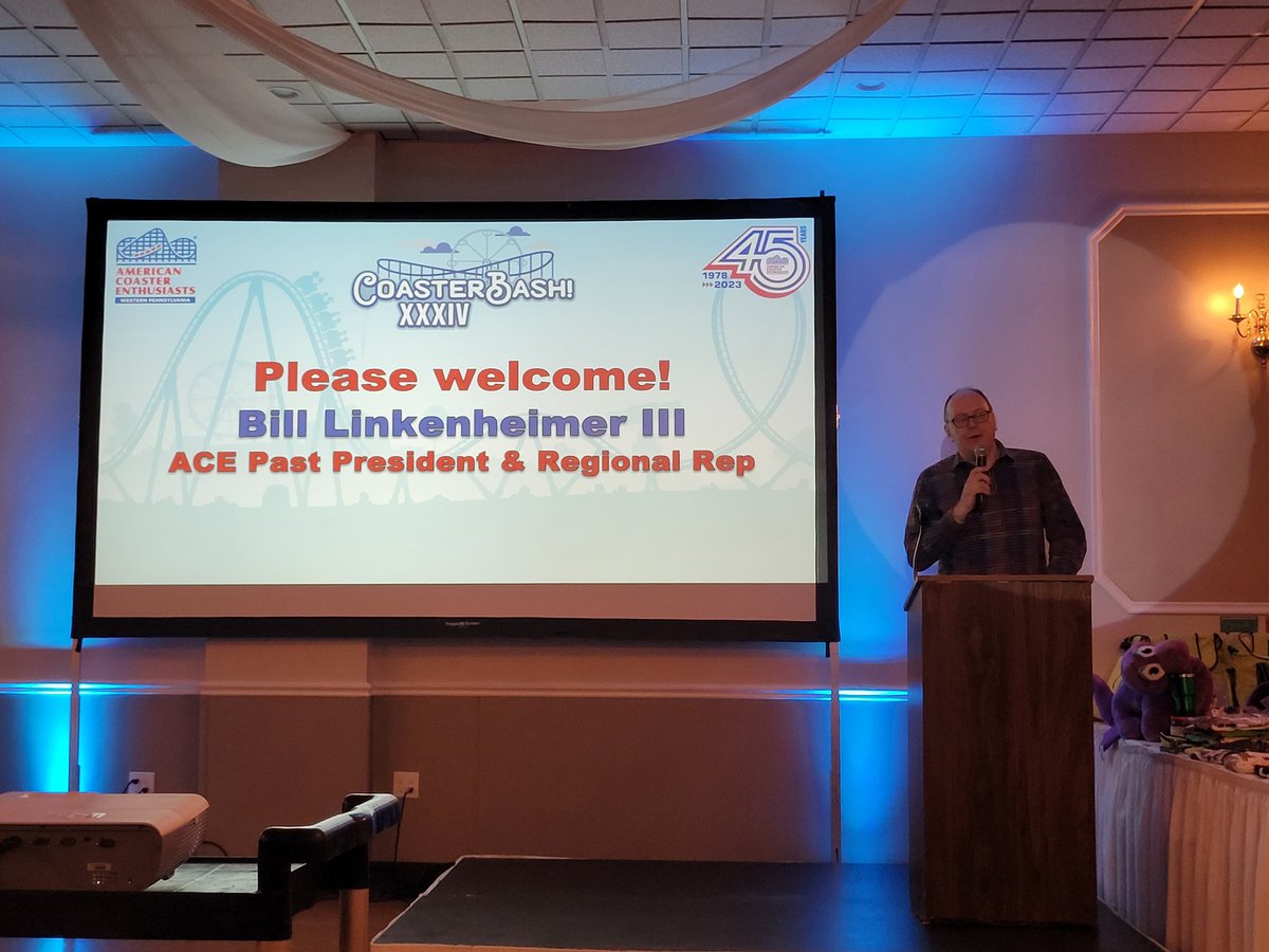 aceonlineorg's tweet photo. Regional Rep Bill welcomes the 170+ @acewestenpa #CoasterBash! 2023 attendees & presenters! - #RideWithACE https://t.co/wqkFCUTZQR