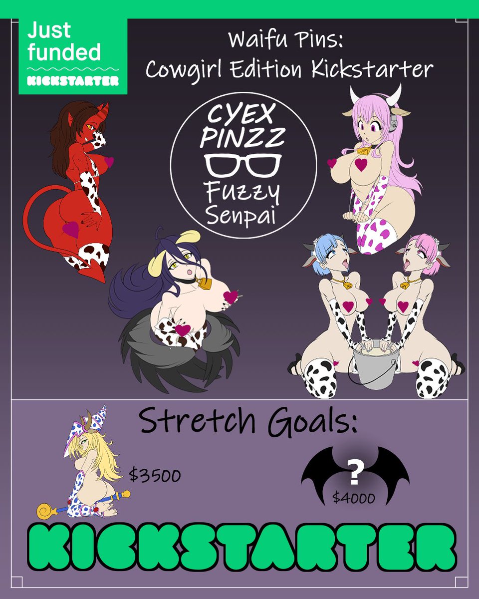 fuzzy_senpai's tweet photo. We’re fully funded!!!  Onto the stretch goal!!!
#kickstarter #anime #hentai #pins #enamelpins #cowgirls #lewd https://t.co/h3VrTknzSM