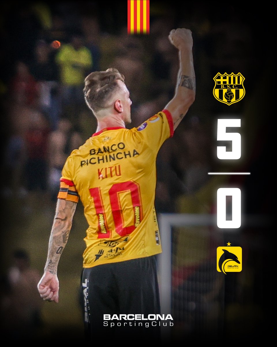 BarcelonaSC's tweet photo. 🔥 ¡GRAN TRIUNFO EN CASA! 🔥

5⃣ Barcelona
0⃣ Delfín

⚽️ Jonatan Bauman
⚽️ Damián Díaz
⚽️ Agustín Rodríguez
⚽️ Francisco Fydriszewski
⚽️ Fidel Martínez

#BSCvsDelfín #VamosÍdolo 🟡⚫️ https://t.co/tPp21n375Y