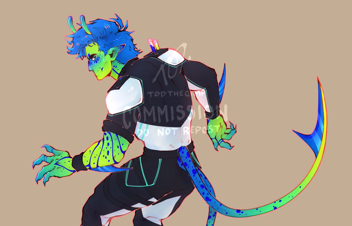 preview of a fullbody rendered c0mm for @/_wixxi of their alien goober bex <333