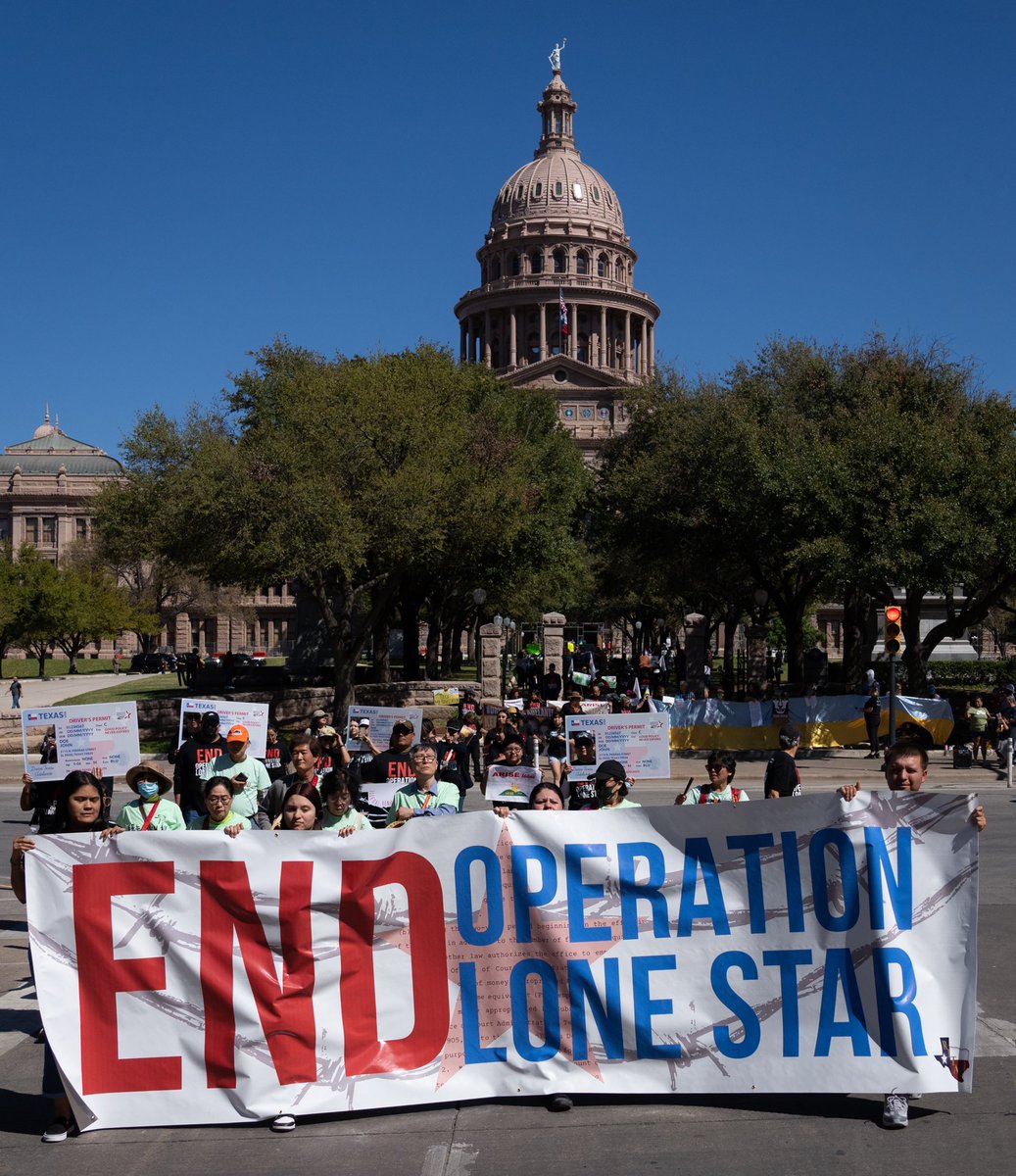 sara_diggins's tweet photo. Frames from this morning’s rally at the Texas State Capitol, calling for an end to Operation Lone Star and demanding Driver’s Permits for all Texans, for @statesman #texaspol #texaslege https://t.co/mop1CuGkwc