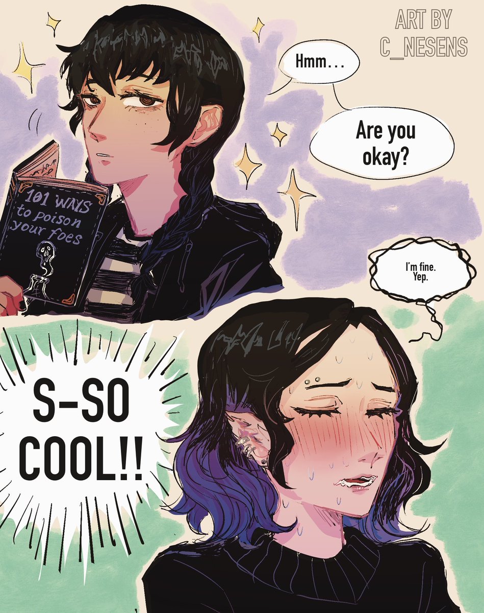 Just R!Enid *gay panicking* at how good Wends looks in black 🖤🏳️‍🌈 ( continuing my reverse #wenclair brain rot ) #wenclairfanart