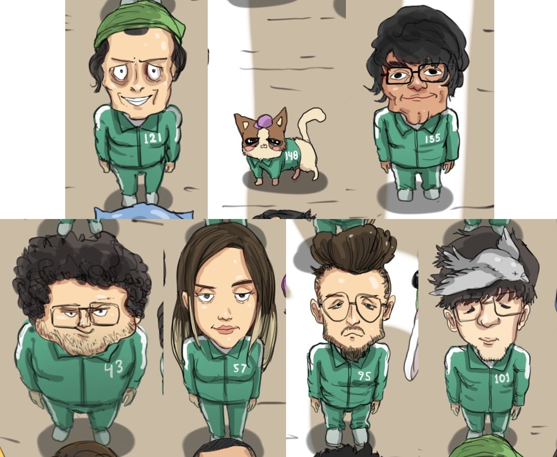 DatosTwitchPeru's tweet photo. El artista @sadsongs66 hizo un collage de dibujos sobre los participantes de los #SquidCraft2 🦑

0⃣4⃣3⃣ #lLocochon
0⃣5⃣7⃣ #Nuvia_OuO
0⃣9⃣5⃣ #ElZeein
1⃣0⃣1⃣ #DUXORETHEY
1⃣2⃣1⃣ #MoxWDF
1⃣4⃣8⃣ #CapitanGatoo
1⃣5⃣5⃣ #TheDaarick28 https://t.co/2Z2ipYWmpm