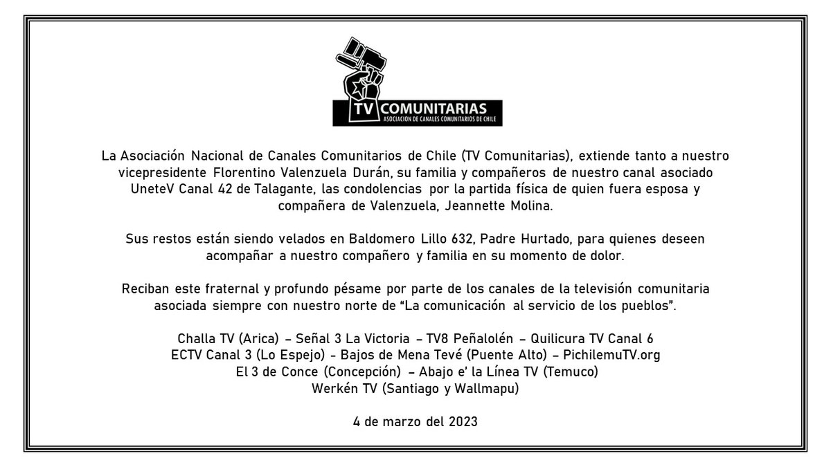 Red de Televisoras Comunitarias (@tvcomunitarias) on Twitter photo 