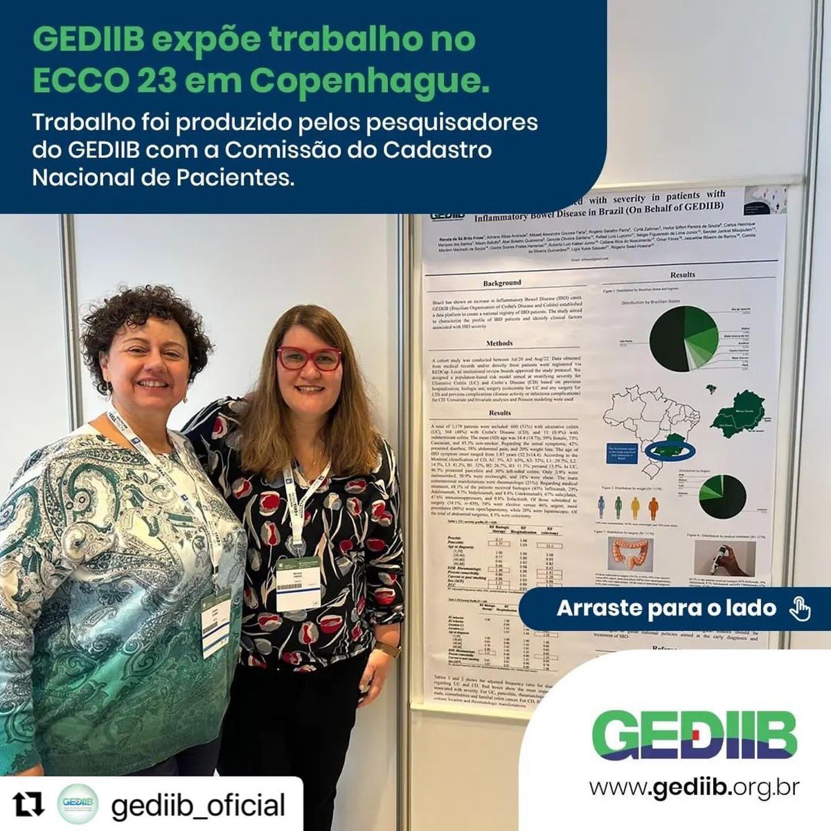rogeriosparra's tweet photo. @gediib_oficial gediib expôs em Copenhagen no congresso europeu de doenças inflamatórias intestinais o pôster da comissão do cadastro nacional de pacientes! Orgulho de ser gediib #ECCO2023 #gediib https://t.co/vr715bzUt9