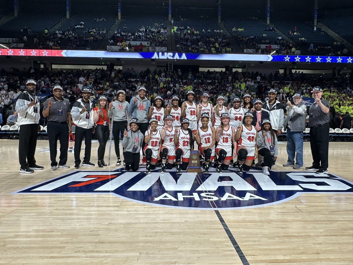 HGHSGirlsBBall's tweet photo. The Lady Trojans win their 6th consecutive state championship after defeating the Huffman Lady Vikings 53-40!

They set a state record for most consecutive state championships by a school in any classification!

#SearchingFor6 
#Searched&amp;Found
#Seeking7 https://t.co/k06kUfWVZZ