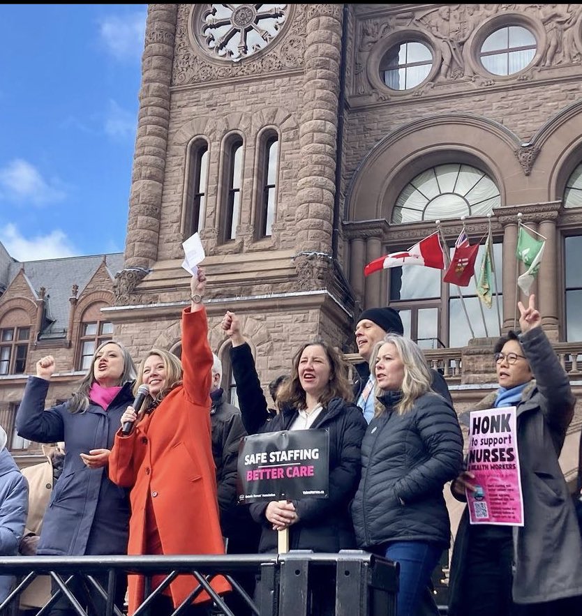LGretzky's tweet photo. The solution to Ford's health care staffing crisis is simple: invest the funds we already have to fix the public system we already have.

Stop taking nurses to court to suppress their wages and work with them to deliver #BetterStaffingBetterCare! 
#RepealBill124 #onpoli https://t.co/h2fG4oEeEP