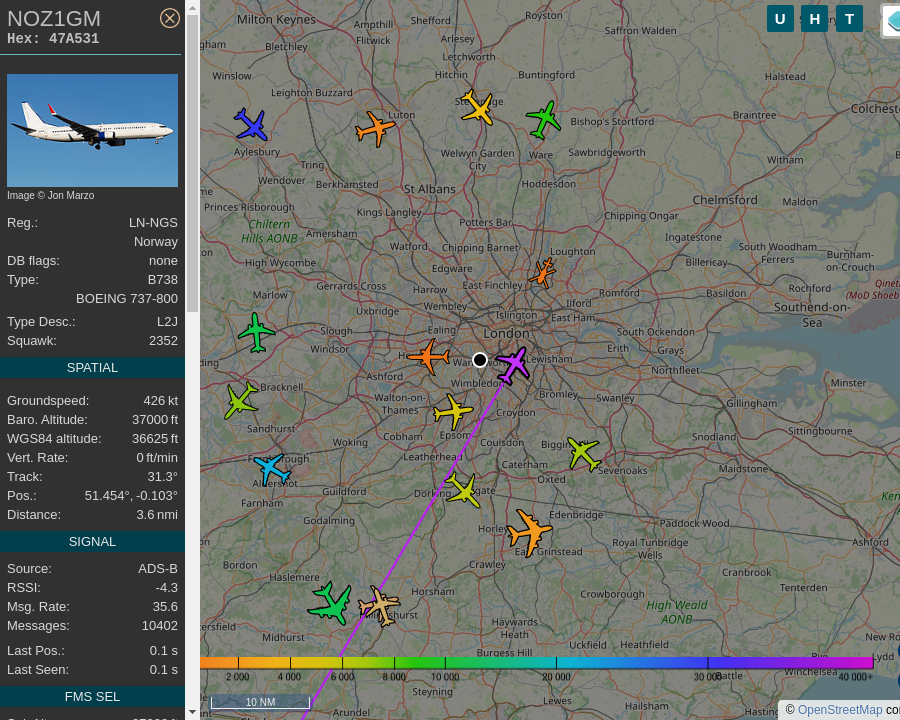 #NOZ1GM LN-NGS 737NG 8JP/W Norwegian LPA-BGO Gran Canaria Airport to Bergen Airport: 3.9 mi away @ 37000 ft and 60.7° frm hrzn, heading NE @ 601.5mi/h 21:53:40. #WayTheHeckUpThere #FlyingFast #Putney #SW15 #ADSB
