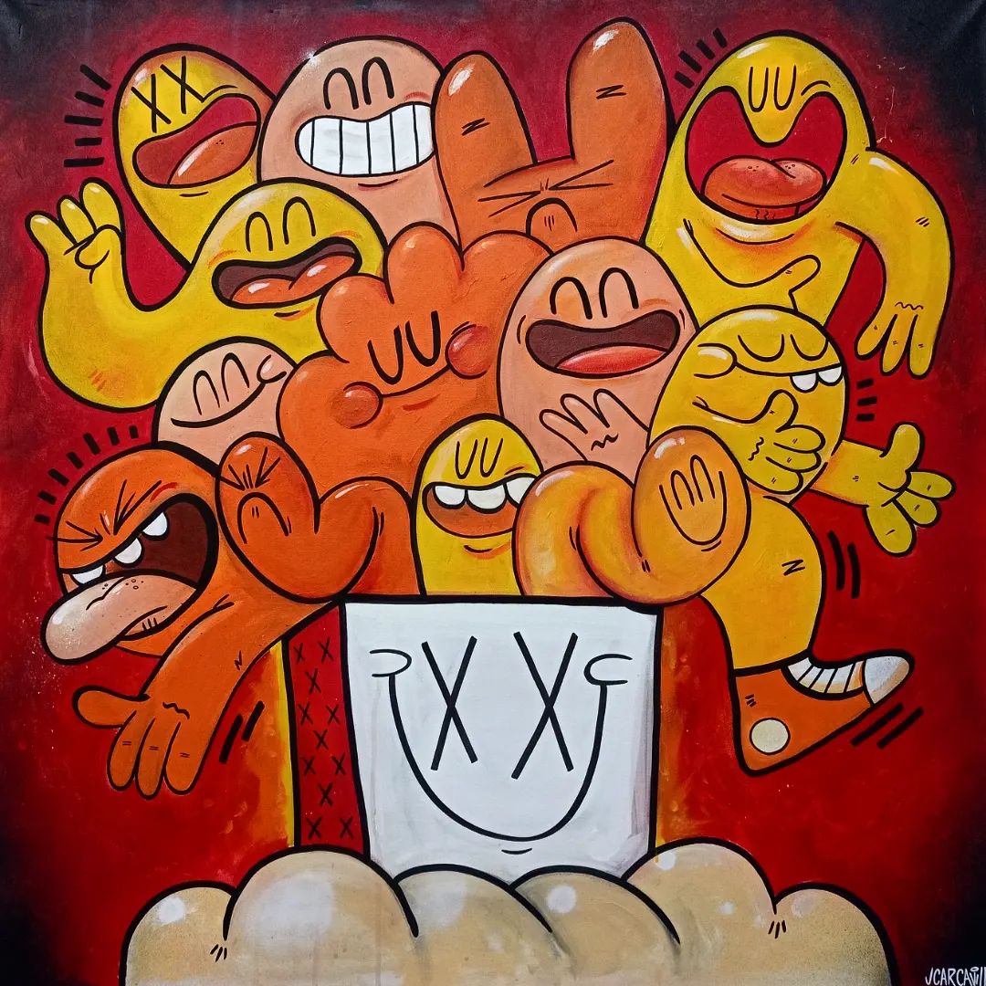"CajaBomba" A la Venta 100X100cm Acrílico sobre Tela #acrylicpainting#doodleart #characterdesign #explosion #caja #bomb #box #bomba #kaboom 💥👍
