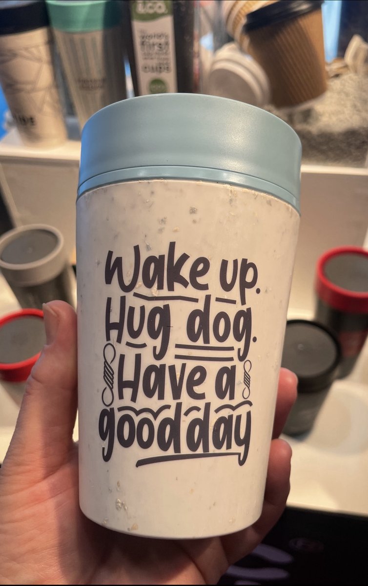 Red_Rocko's tweet photo. An important message on this mug! 😂 
We love these Circular &amp; Co mugs - we can brand spot colour or full colour with your design &amp; love that they’re made from single use coffee cups + these have a 360 degree drink area 🥰 https://t.co/faGzUm7zzo