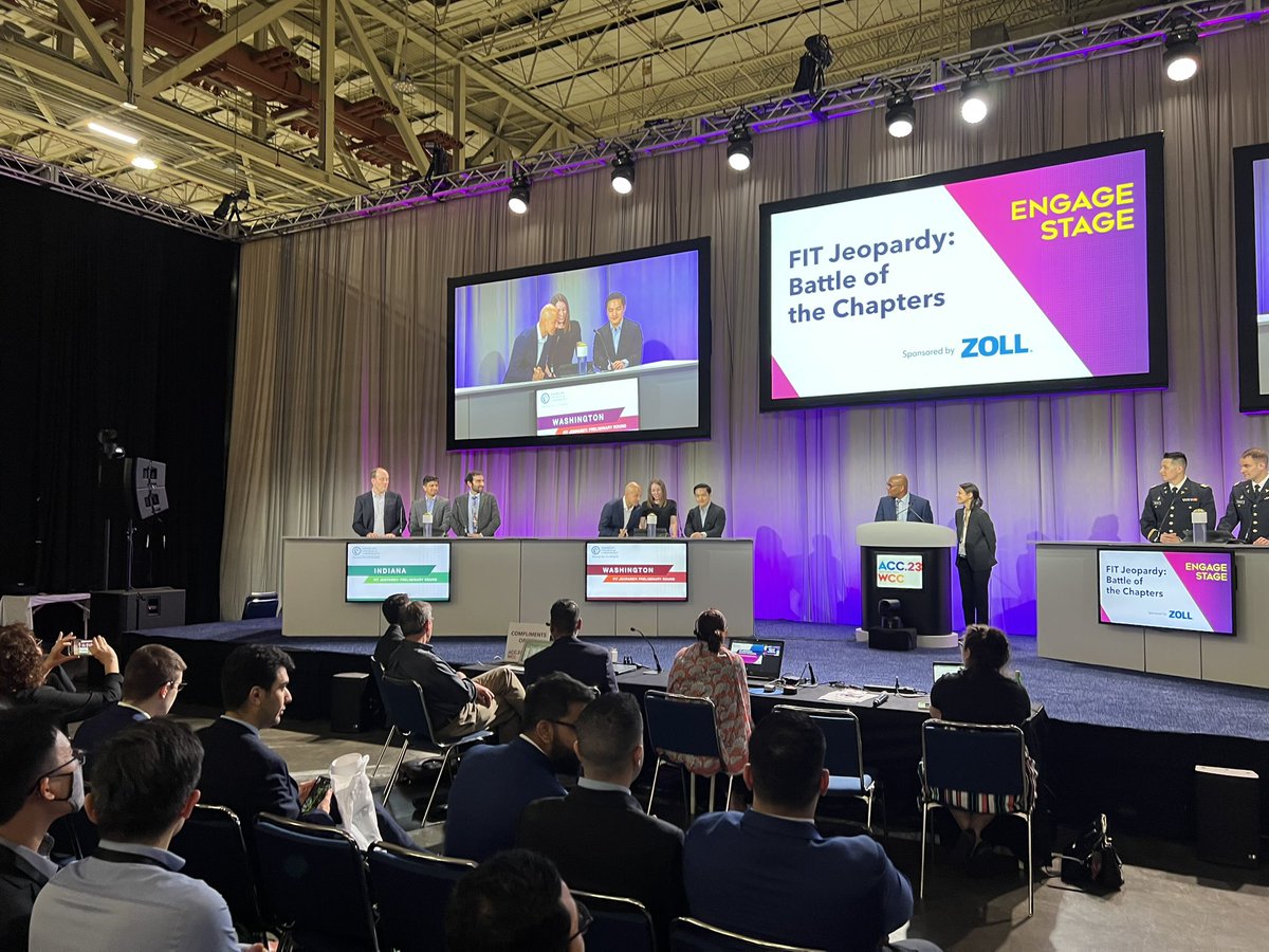 wilzawall's tweet photo. Another outstanding preliminary round #accfitjeopardy round featuring @inacc @WashingtonACC @txchapteracc @ACCMass !!! It’s round 7 - will your team advance? Hosted by @SaurabhSDani and moderated by @tshah11 ! https://t.co/kNAFzeF6DJ