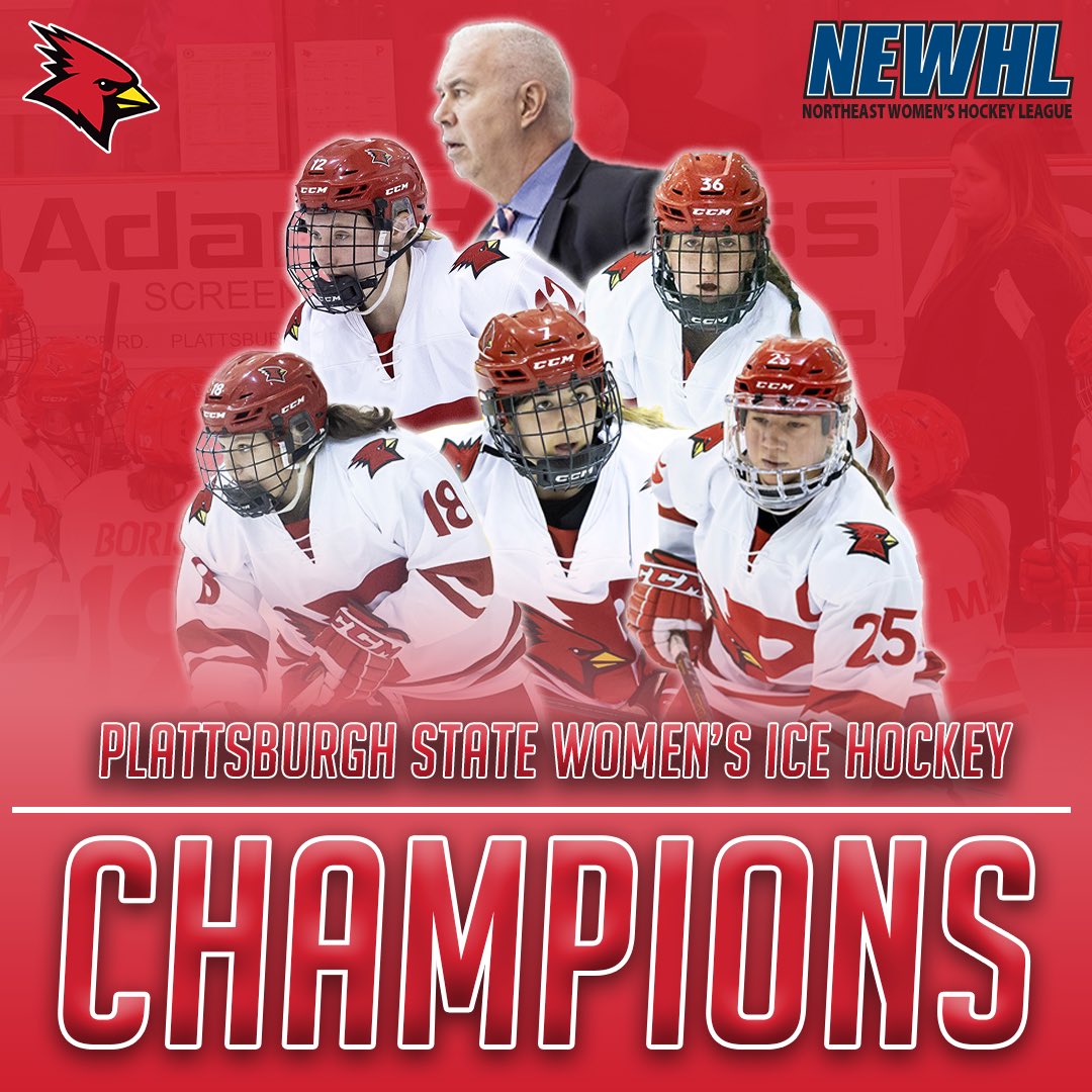PlattsAthletics's tweet photo. WHKY | FIVE STRAIGHT NEWHL CHAMPIONSHIPS! 

@CardinalsWHKY gets it done at home and are conference champs for the 10th straight year and fifth straight year in the NEWHL. Congrats ladies! See you at NCAAs!

#CardinalStrong #CardinalCountry https://t.co/8qTDXtzi7y