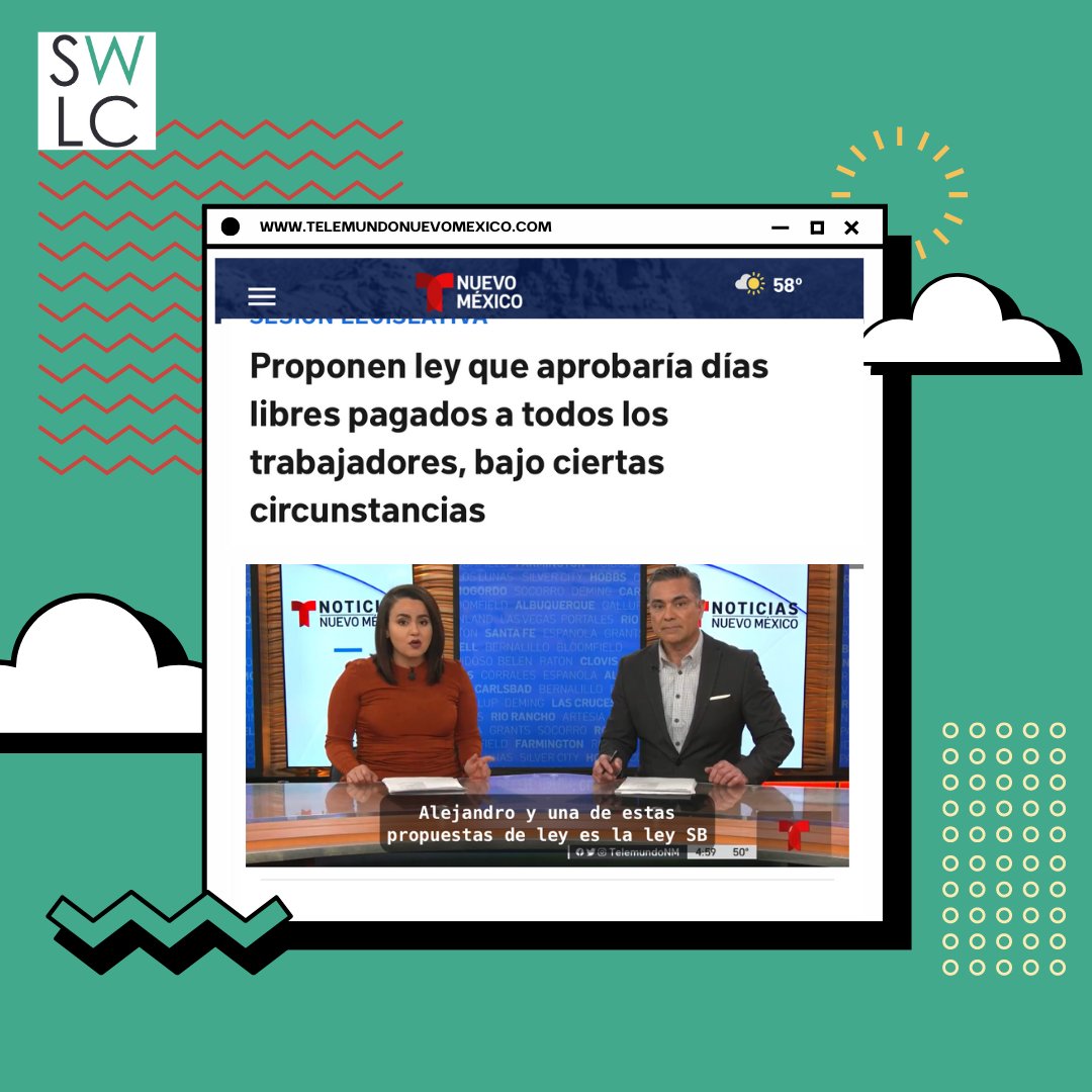 SWWomensLaw's tweet photo. Sergio Guerrero de Telemundo Nuevo México nos explica como la propuesta de ley SB11 es una propuesta inteligente para los pequeños negocios de NM y los trabajadores al crear los Días Pagados por Emergencias Familiares y Médicas. https://t.co/YMQFFyiCUz https://t.co/rKnAEJ8AQ1