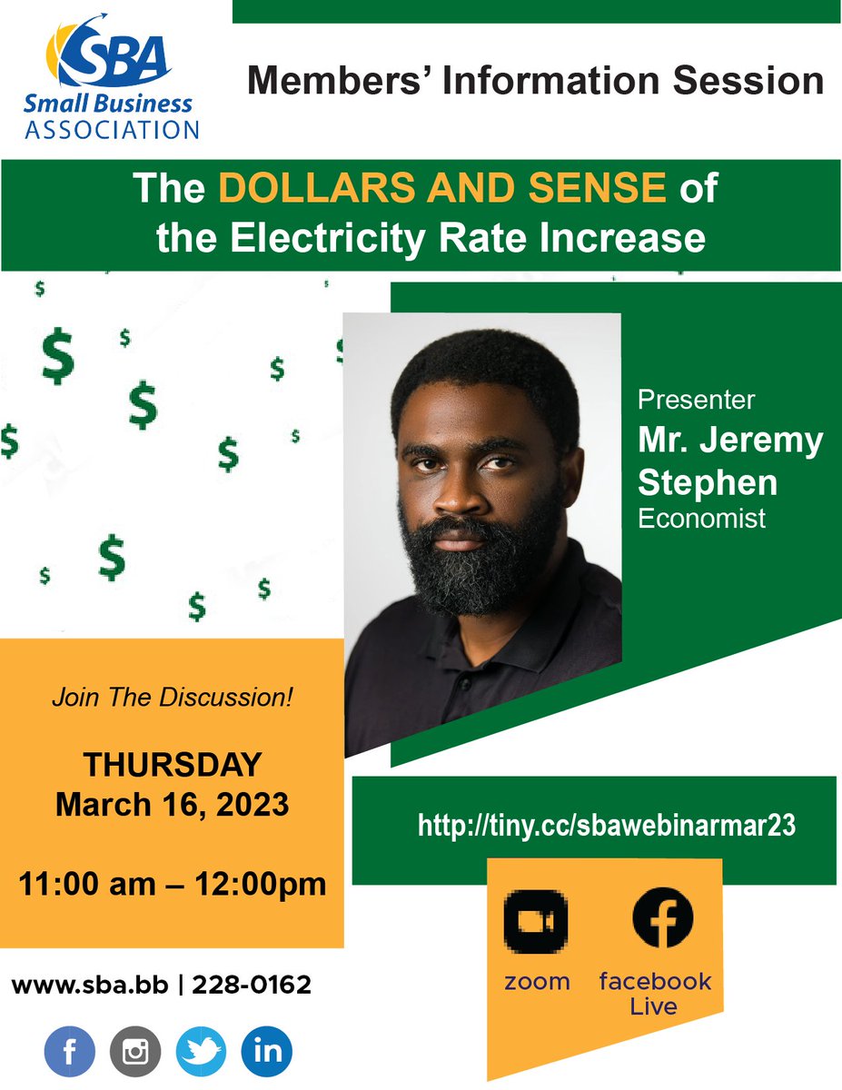 coscap's tweet image. Attention members!

📣👀 Join our info session hosted by Small Business Association &amp;amp; economist Mr. Jeremy Stephen on 'The Dollars &amp;amp; Sense of the Electricity Rate Increase' 💡💰 Join us on Mar 16 from 11am-12pm on Zoom/Facebook Live 🌎👨💻 

Register now

docs.google.com/forms/d/e/1FAI…