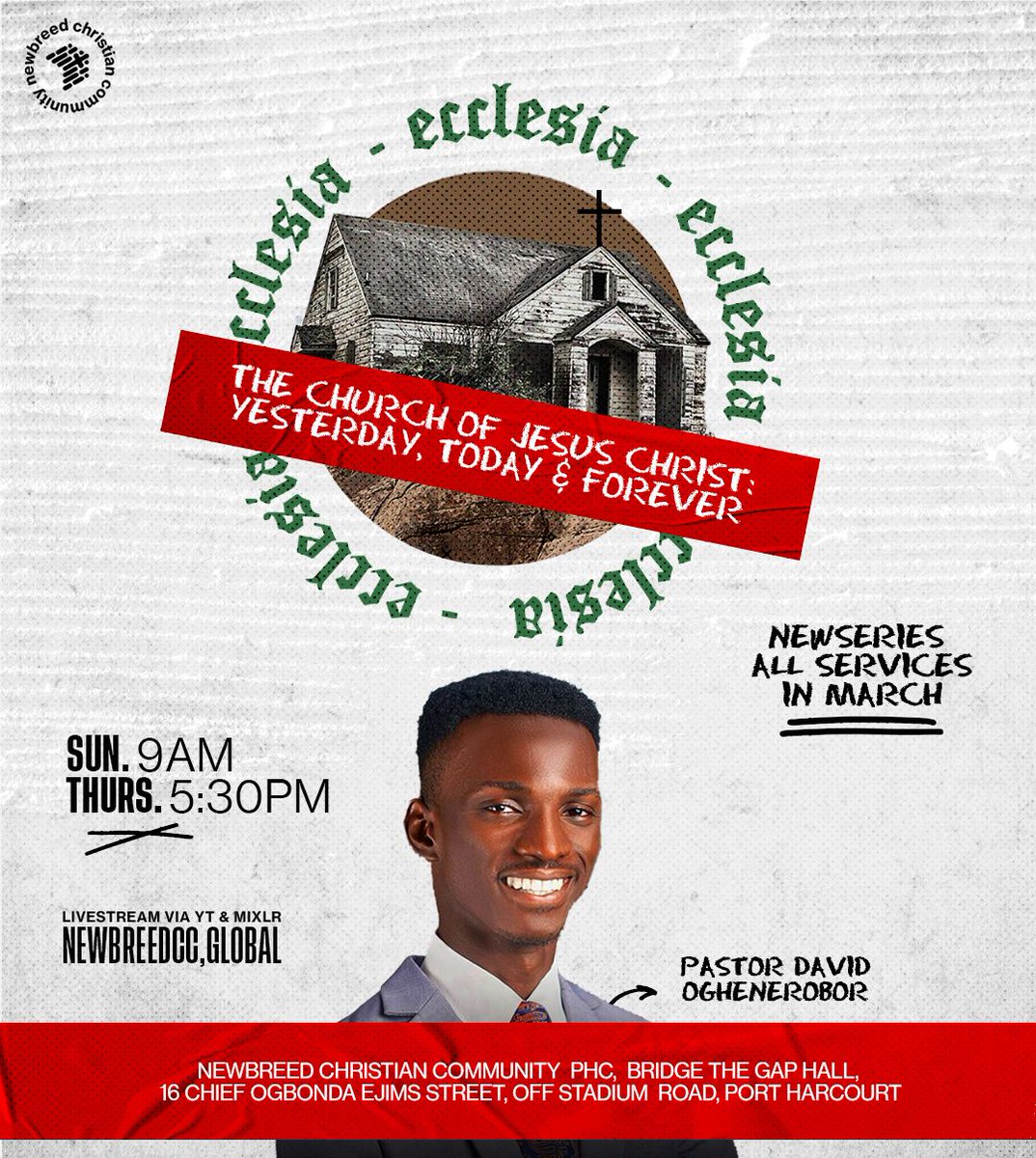 alexraphael777's tweet photo. Tomorrow service don't miss it where going to be talking about the church
What is the church
Make sure you come and hear God's word
#newbreed
#pstdave
@newbreedccng https://t.co/Gvf6Suwkfw