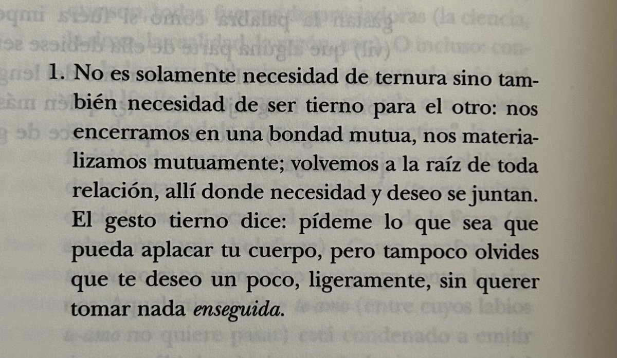 estaba preguntándome si la ternura deserotiza pero por suerte existe barthes