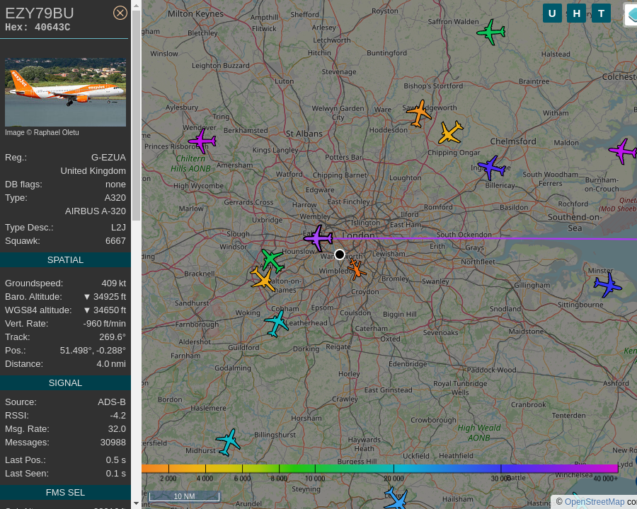 #EZY79BU G-EZUA A320 214 easyJet Airline SZG-BRS Salzburg Airport to Bristol Airport: 2.7 mi away @ 35375 ft and 68.1° frm hrzn, heading W @ 555.5mi/h 22:04:13. #AfterHours #WayTheHeckUpThere #FlyingFast #Putney #SW15 #ADSB