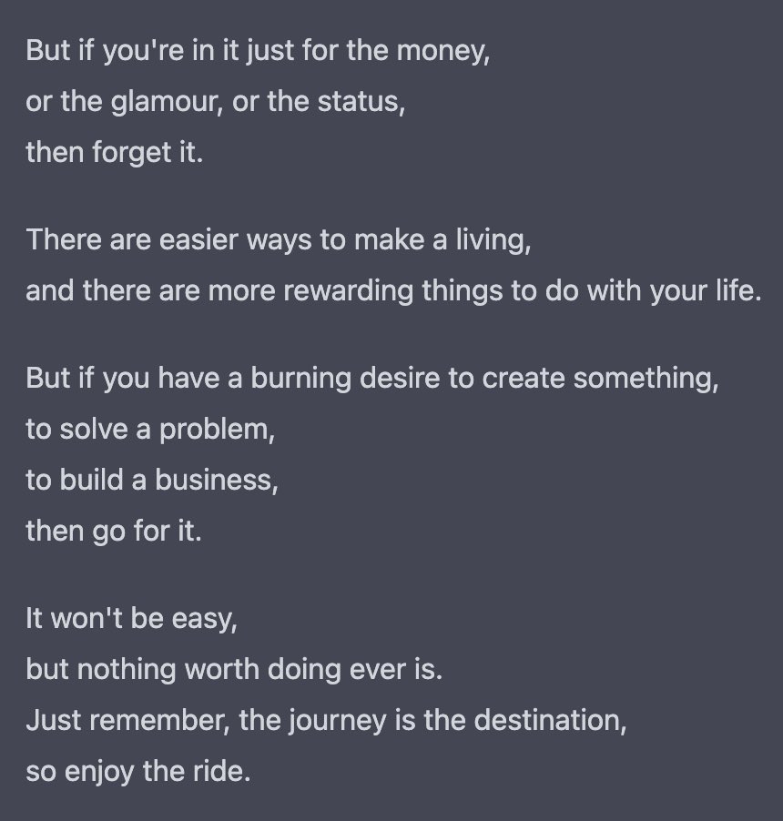 "So you want to be an entrepreneur?" by chatGPT

Based on a Bukowski poem.