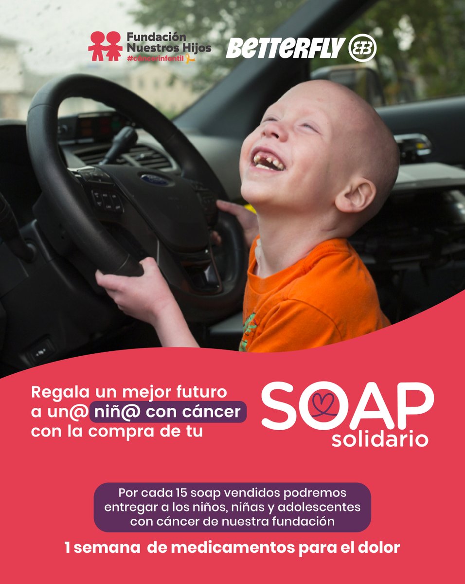 Este año compra tu SOAP solidario junto a Fundación Nuestros Hijos y regálales un mejor futuro a l<a href="/s/">『S』</a> niñ@s con cáncer🎗️ 
Tu apoyo es fundamental para nosotr@s 💛 
Compra tu Seguro Obligatorio 🚗  acá 👉 bazardelavida.cl/soap