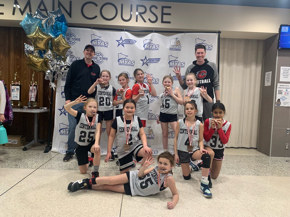 CentennialBask1's tweet photo. New hardware alert 🚨3rd grade girls came in hot with a 4th place finish at state, loosing by just 1 and 2 points in their 2 losses 👊🏼🏀👏🏼 https://t.co/VbeJQIko7Q