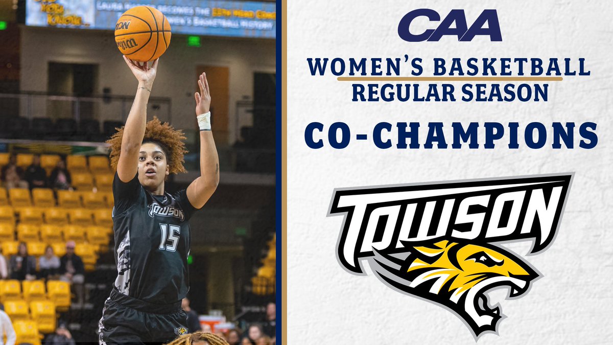 CAABasketball's tweet photo. For the first time in program history, @Towson_WBB earns a shared of the #CAAHoops Regular Season Title https://t.co/83RKjiwBNP