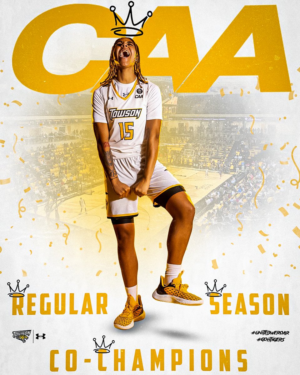 Towson_WBB's tweet photo. For the first time in program history, we are the Co-Regular Season Champions of the CAA!!🥳👑

#GohTigers x #UnitedWeRoar https://t.co/bYMz41H8UX