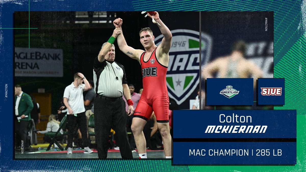 MACSports's tweet photo. 🏆 Heavyweight Champ 🏆

SIUE's Colton McKiernan wins his first MAC title at 285 lbs! 

@SIUEWrestling | #MACtion https://t.co/Wz5c11RDjy