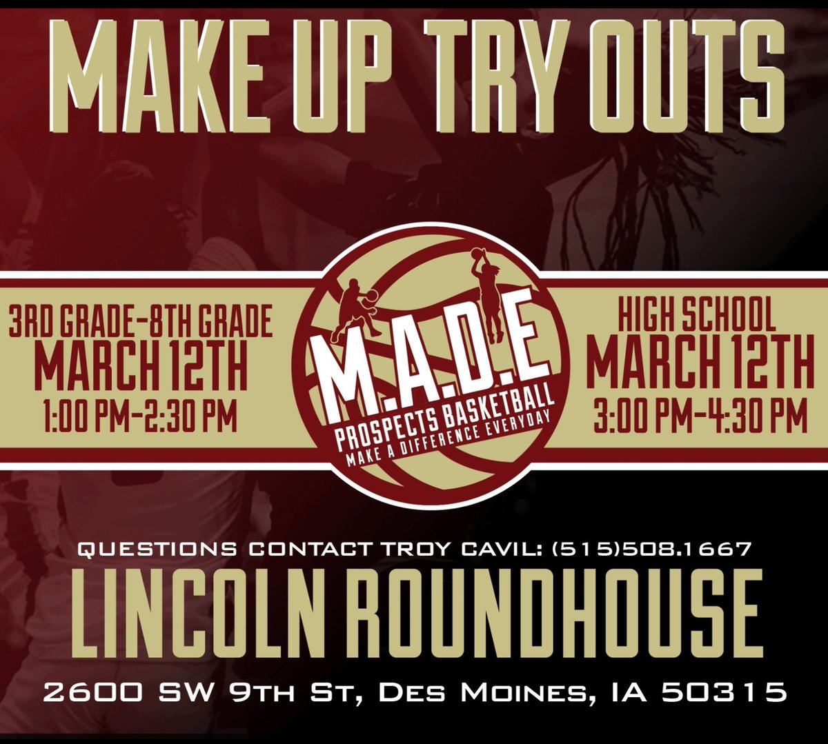 Made Prospects Make Up Tryouts
Come Join The Family!