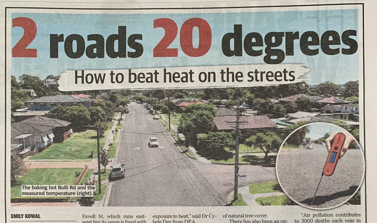 Fantastic to have ⁦<a href="/dailytelegraph/">The Daily Telegraph</a>⁩ publishing this great article on protecting #health from #heat - yes “Heatwaves in Australia kill more people than all other disasters combined. Trees are one of the ways we can really reduce people’s exposure to heat.” ⁦<a href="/DocsEnvAus/">Doctors for the Environment Australia</a>⁩