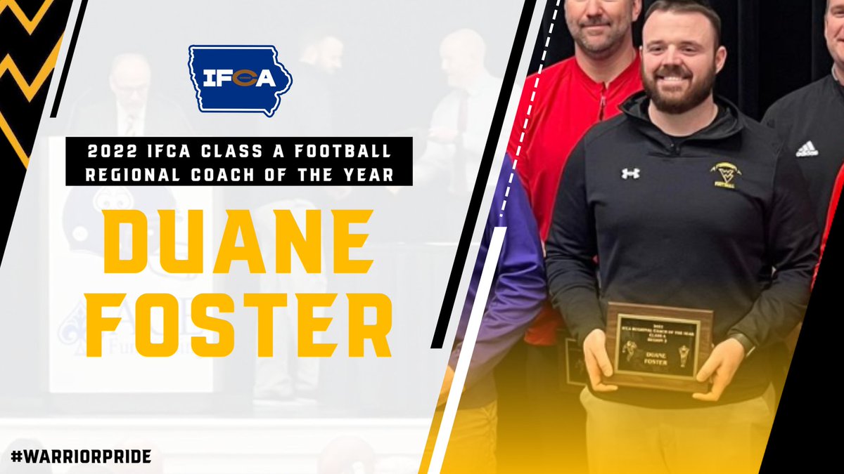 Congratulations to Wapsie Valley head football coach Duane Foster on being recognized today by the Iowa Football Coaches Association as a winner of the 2022 Class A Regional Coach of the Year award!
#WarriorPride #WVFB #iahsfb