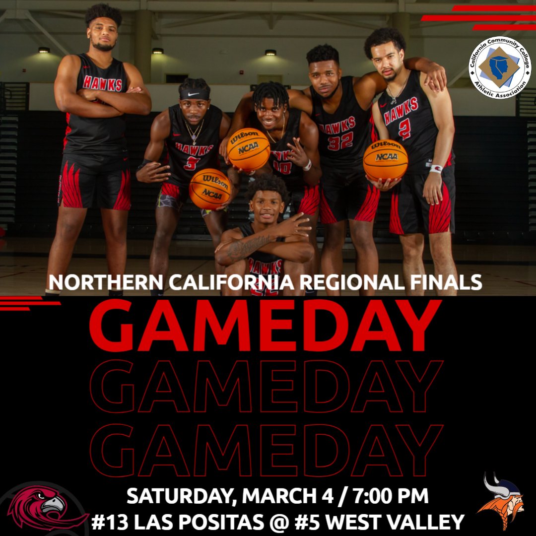 Las Positas Hawks Athletics (@laspositashawks) on Twitter photo 🚨 Northern California Regional Finals 🚨
#13 Las Positas @ #5 West Valley
Saturday, March 4 / 7 PM
📺youtube.com/@westvalleycol…
<a href="/CoachGiacomazzi/">James Giacomazzi</a> @anthaskett <a href="/CCCMBCA/">CCCMBCA</a> <a href="/coachkkramer/">Kevin Kramer</a> <a href="/schwab_matt/">Matt Schwab</a> <a href="/CoastConferenc1/">Coast Conference</a> @lpcexpressnews <a href="/LPCOfficial/">Las Positas College</a> 🚨 Northern California Regional Finals 🚨
#13 Las Positas @ #5 West Valley
Saturday, March 4 / 7 PM
📺youtube.com/@westvalleycol…
<a href="/CoachGiacomazzi/">James Giacomazzi</a> @anthaskett <a href="/CCCMBCA/">CCCMBCA</a> <a href="/coachkkramer/">Kevin Kramer</a> <a href="/schwab_matt/">Matt Schwab</a> <a href="/CoastConferenc1/">Coast Conference</a> @lpcexpressnews <a href="/LPCOfficial/">Las Positas College</a>