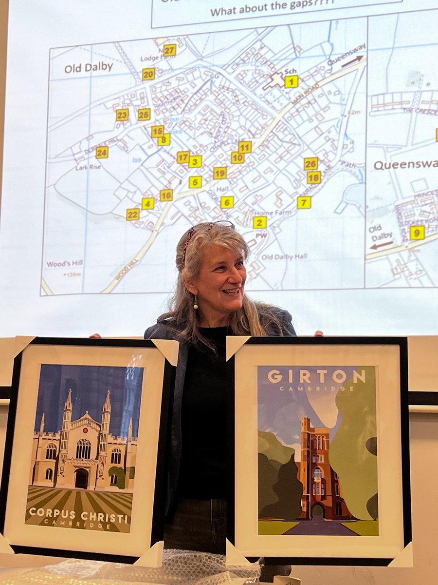 CarenzaLewis's tweet image. A great day at @old_dalby talking about the results of our #CommunityArchaeology #testpit excavations - thanked with a BEAUTIFUL gift featuring my 2 Cambridge colleges - @GirtonCollege &amp;amp; @CorpusCambridge. Bowled over! Thanks SO much #OldDalbyHeritageGroup #archaeology
